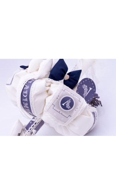 Lumanare botez baiati cu papioane bleumarin, 65x4cm, Retro Chic 5